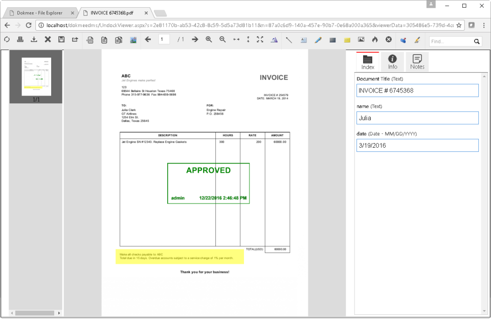 screenshot of Dokmee DMS